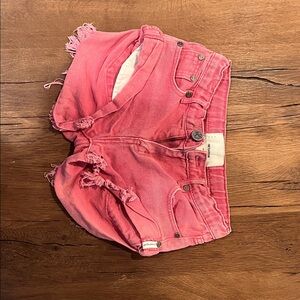 One Teaspoon Vibrant Pink Jean Shorts
